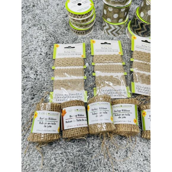 Burlap Ribbon Burlap Trim Rolls Wire-Edge 30 Rolls Lot Arts & Crafts Home Decor - Picture 2 of 11